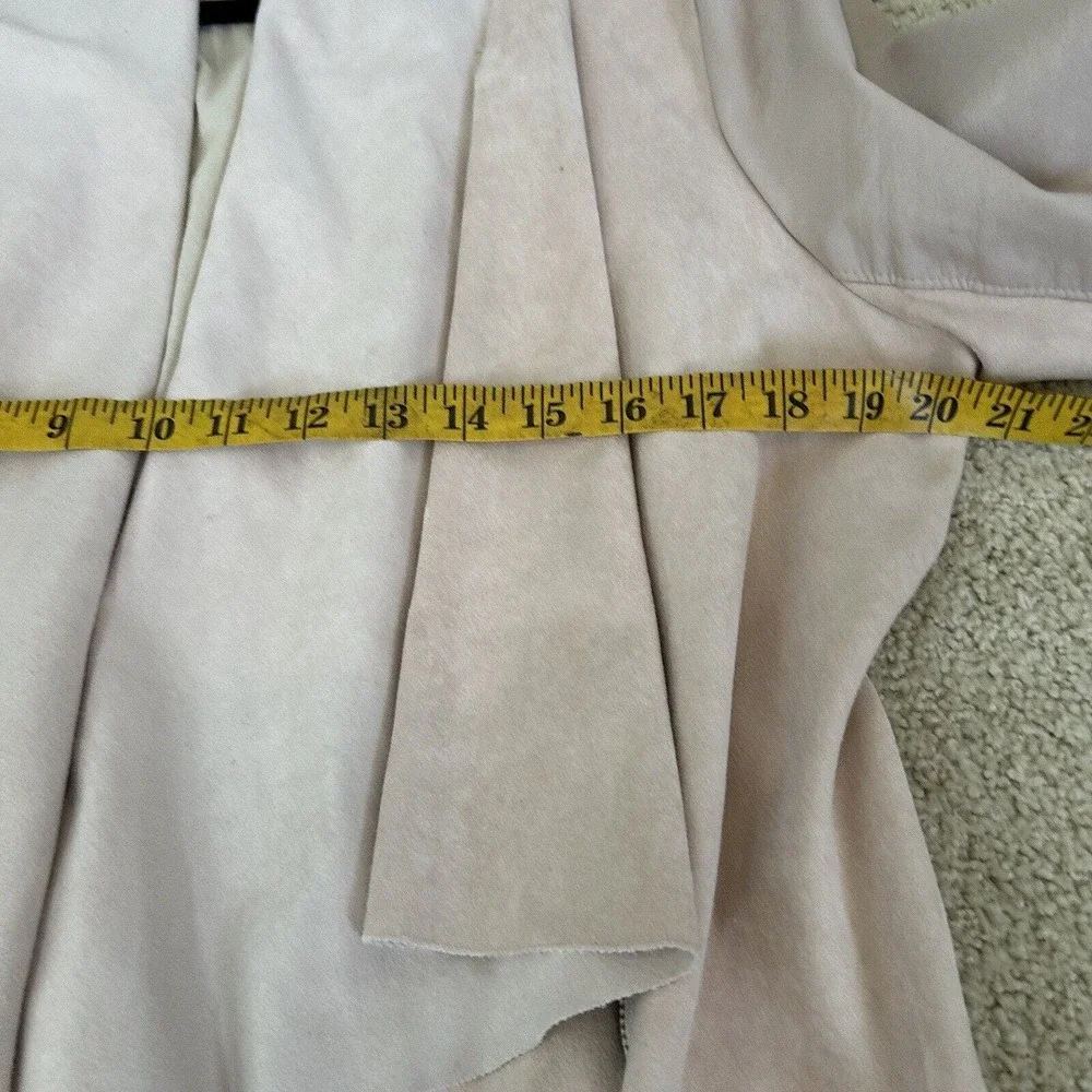 Blank NYC Mixed Media Faux Leather Draped Open Front Cardigan Jacket Size Large - Picture 7 of 8